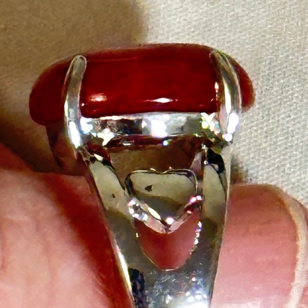 Stainless steel ring w/oval Red Crackle Quartz stone - NWOT - Picture 9 of 15